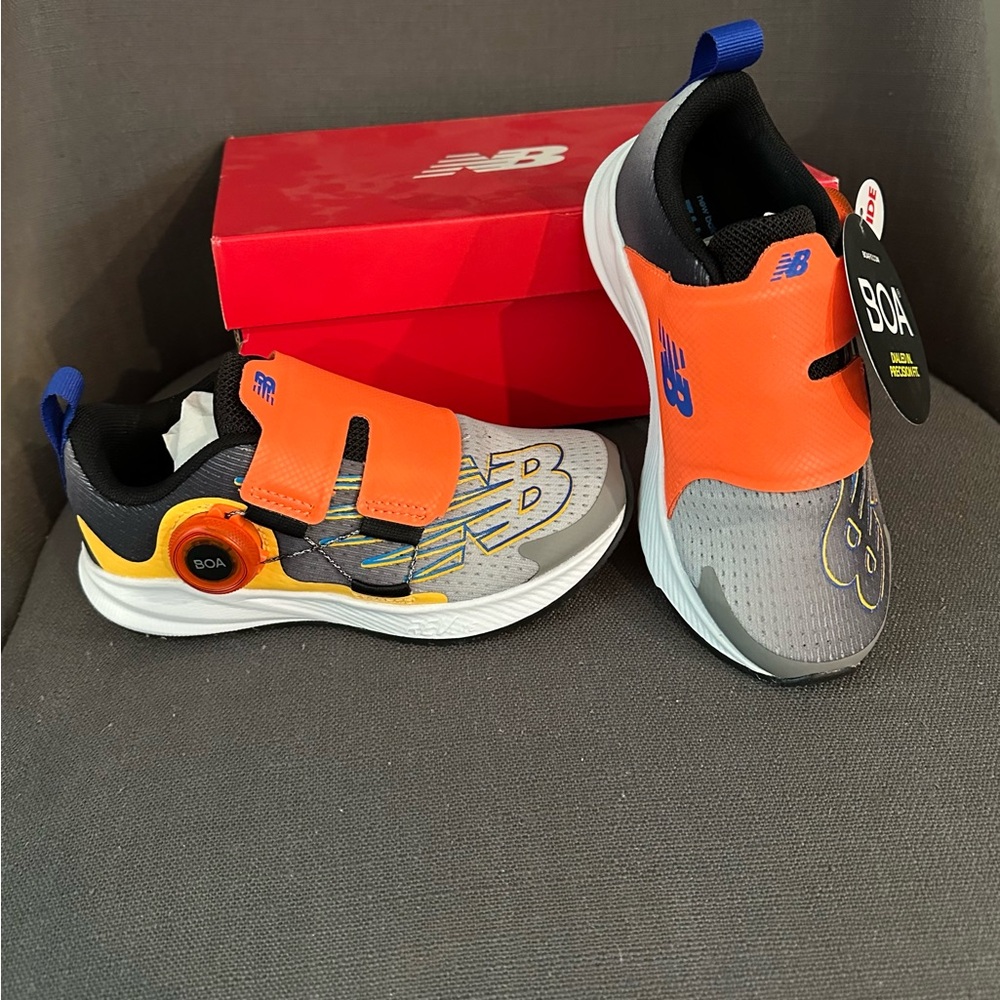 New Balance Kids Sneakers - Vibrant Orange, Gray, and Blue